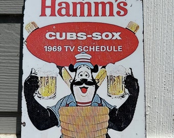 Hamm's Cubs-Sox Retro Metal Aluminum Tin Sign Vintage 8x12 Inch / 12x18