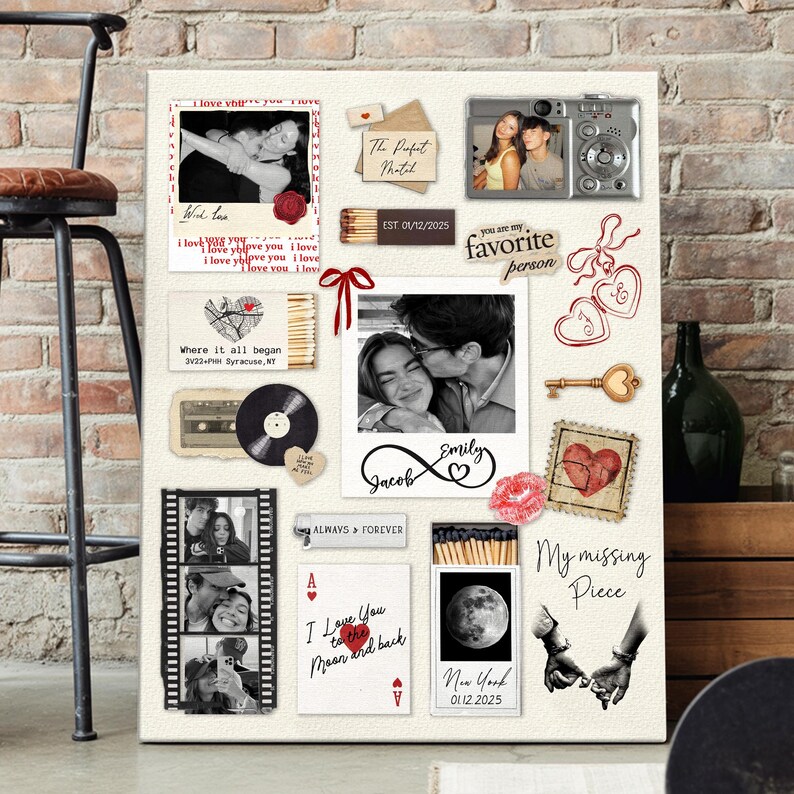 Personalized Valentine Gifts For Him, Custom Matchbox Art For Boyfriend, Anniversary Gift Wrapped Canvas