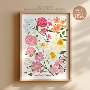 Family Birth Month Flower Bouquet Print on Etsy