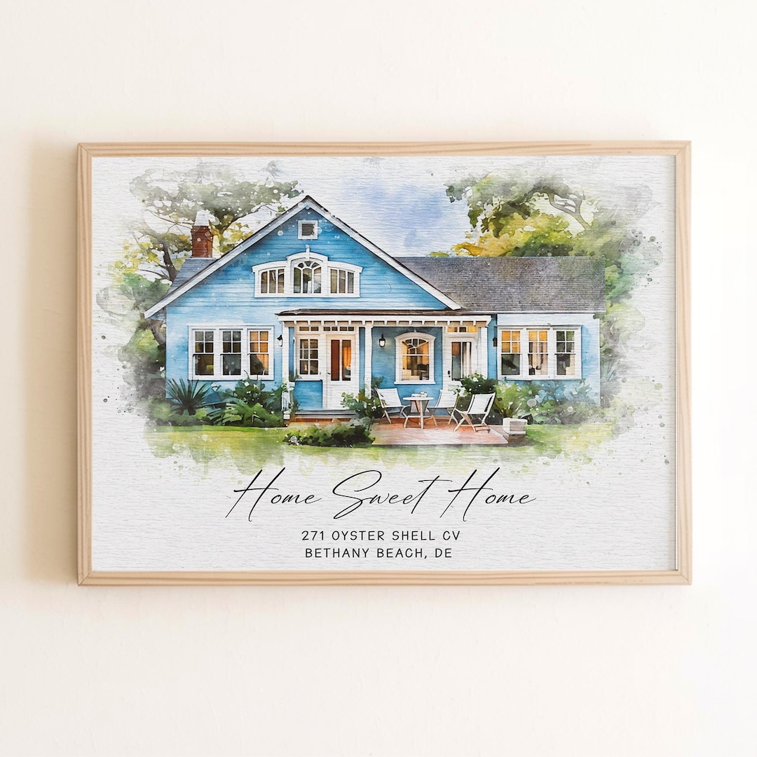 Custom New Home Gifts, Watercolor House Portrait, Home Sweet Home ...