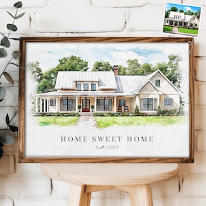 Custom New Home Gifts, Watercolor House Portrait, Home Sweet Home, House Warming Gift For New Home, House Watercolor, House Warming Gift
