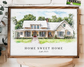 Custom Watercolor House Portrait, New Home Gift