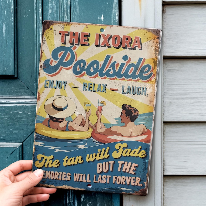 Personalized With Your Name Funny Poolside Pool Sign Retro Metal ...