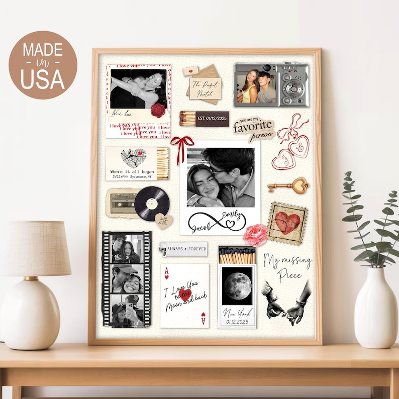 Personalized Valentine Gifts For Him, Custom Matchbox Art For Boyfriend, Anniversary Gift Framed Canvas