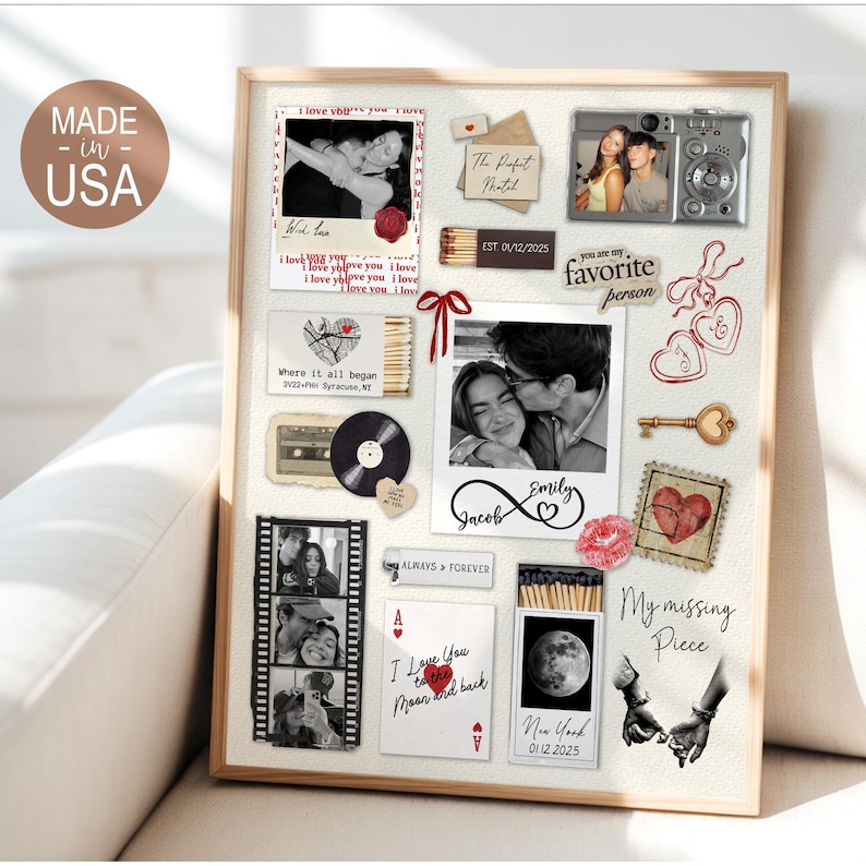 Personalized Valentine Gifts For Him, Custom Matchbox Art For Boyfriend, Anniversary Gift
