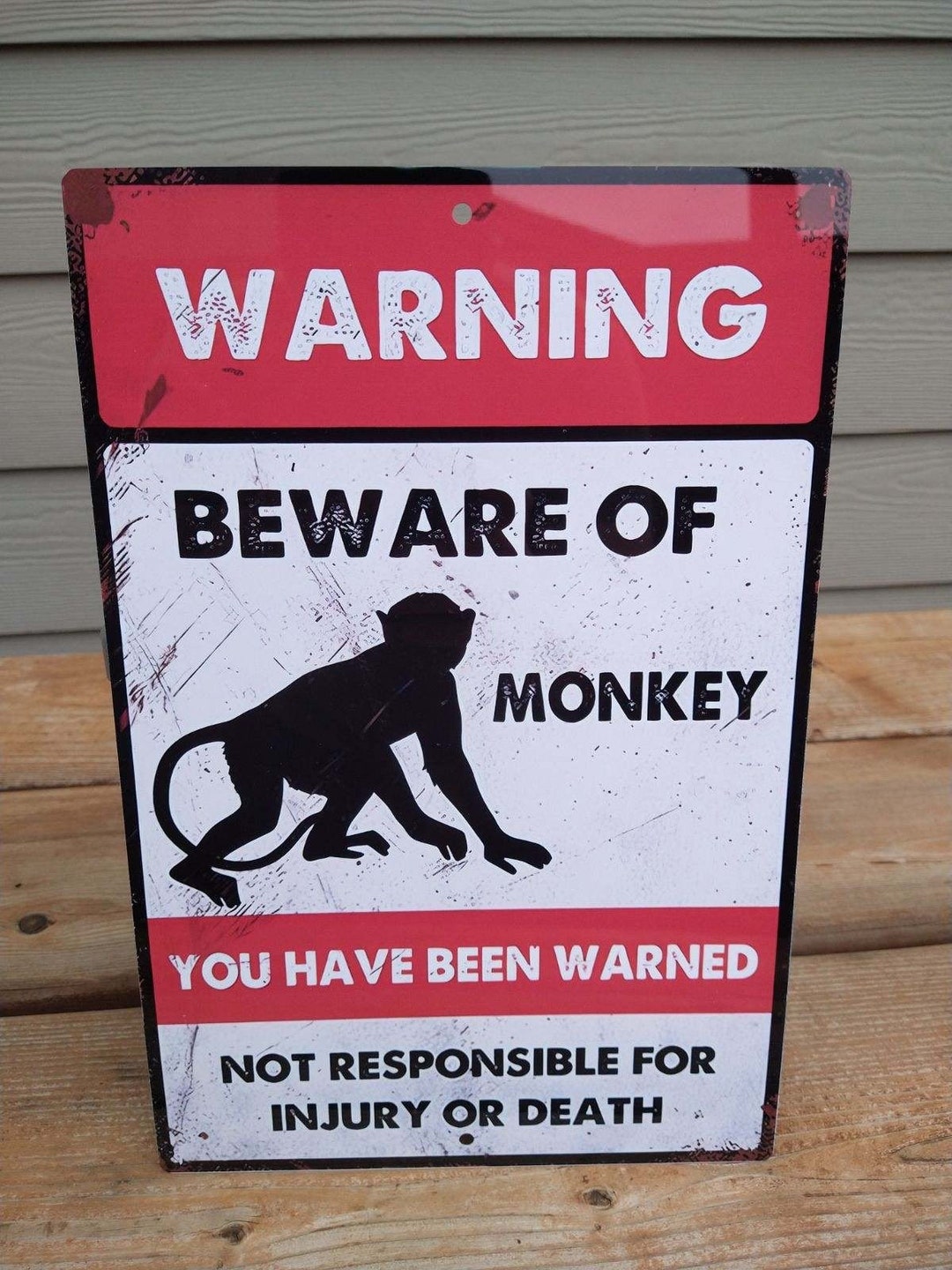 Amazon.com : Aluminum Novelty Tin Sign Caution Monkey