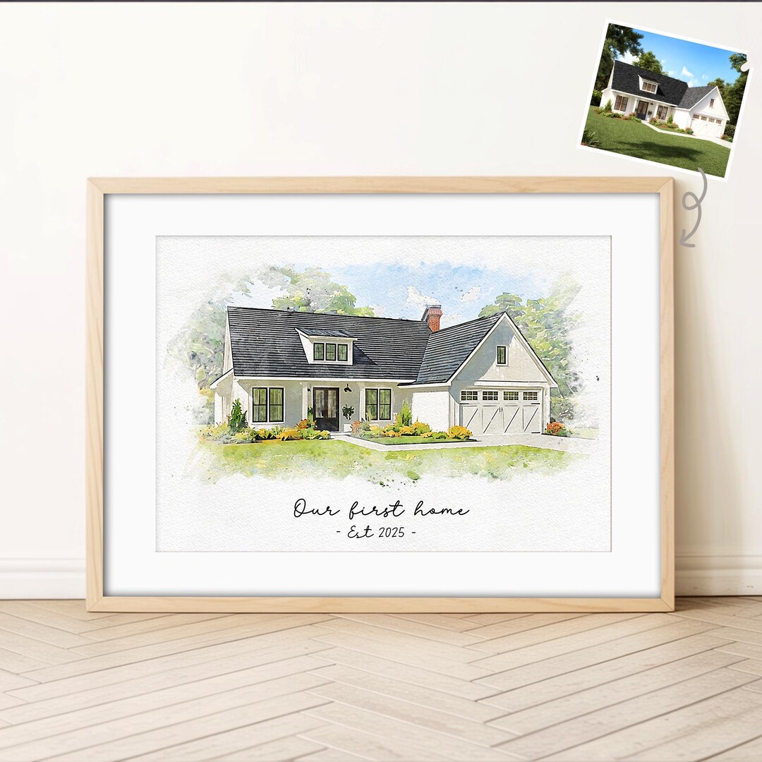Custom House Portrait, Watercolor Home Painting From Photo, First ...
