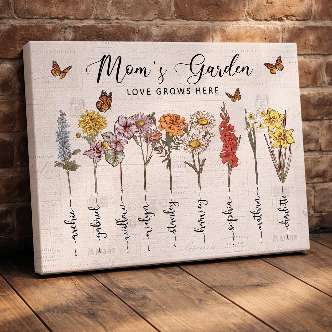 Mothers Day Wall Art Gifts, Personalized Mom's Garden Birth Month ...