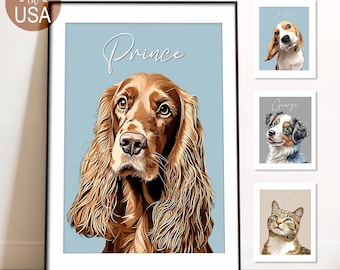 Custom Pet Portraits, Watercolor Pet Painting from Photo, Christmas gift for Pet Owners, Gifts for Dog Lovers, Dog Mom Gift
