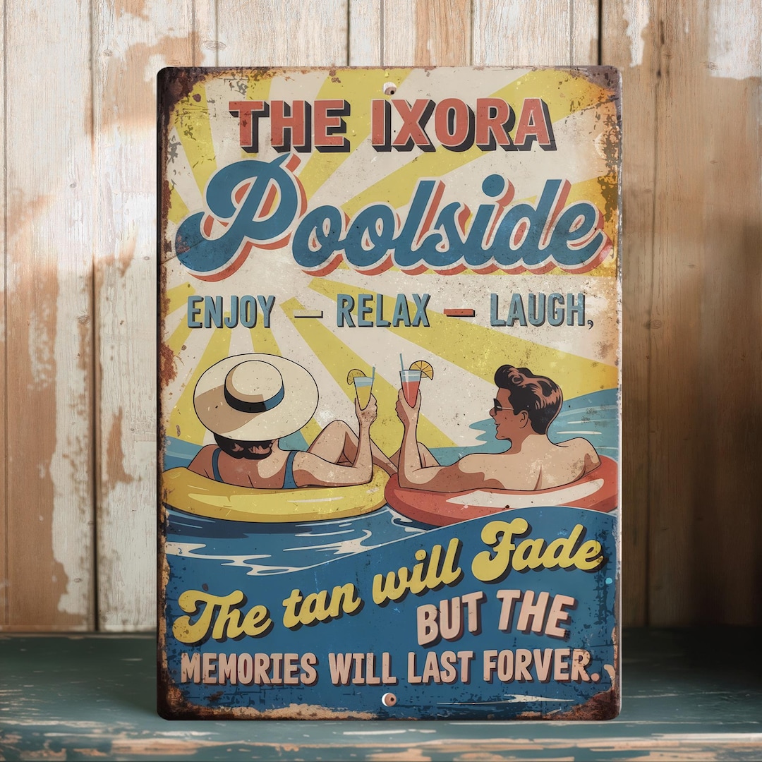 Personalized With Your Name Funny Poolside Pool Sign Retro Metal ...