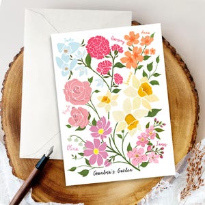 Personalized Grandma's Garden Wall Art, Birth Mont Family Flowers Print