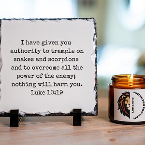 Anointed for War Luke 10:19 Candle and Slate Plaque Christian Gift Box
