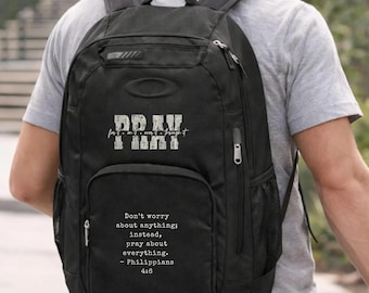 Christian Backpack PRAY 22L Enduro Backpack, Philippians 4:6, Black tactical pack