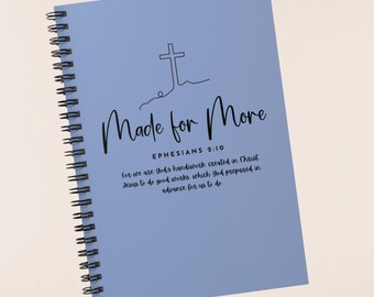 Christian Journal Notebook Made for More cross design Spiral Notebook, Ephesians 3:10 ruled journal