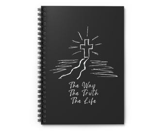 Christian Journal Notebook Cross, The Way The Truth The Life Spiral Notebook, Ruled