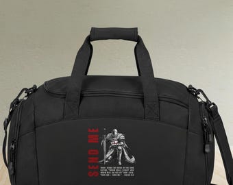 Christian Gym Bag Isaiah 6:8 Christian Knight, Black duffel