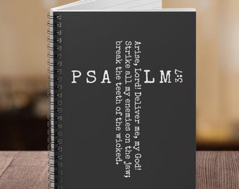 Christian Journal Psalm 3:7 Spiral Notebook, Break the Teeth of the Wicked, Warrior Notebook