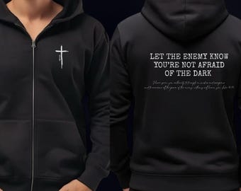 Christian Hoodie Luke 10:19 Zip Hoodie Cross Sweatshirt, Not Afraid of the Dark
