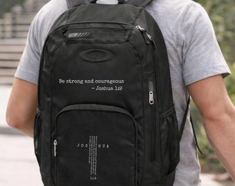 Christian Backpack Joshua 1:9 Cross Faith Based Battle Scripture Oakley School Bag