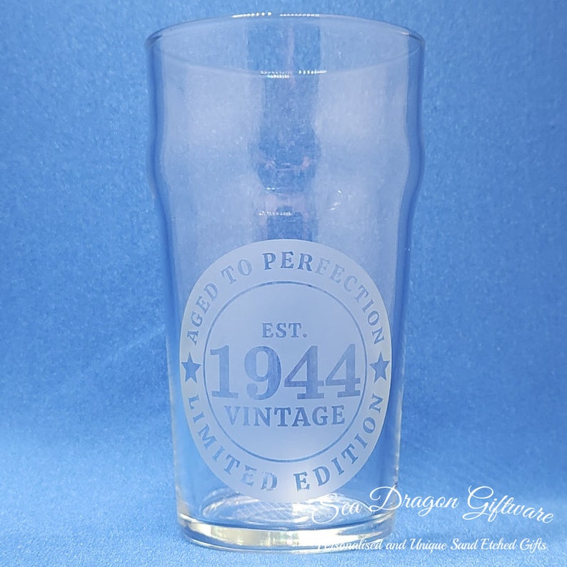 1944 80 Engraved Nonic Pint Glass image 1