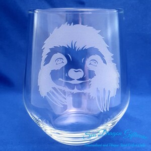 Sloth - Engraved Stemless Wine Glass