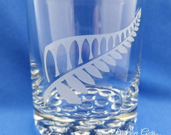 New Zealand Fern #1 - Engraved Dimple Spirit Glass #2