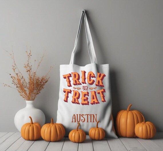 Personalized Halloween Candy Tote, Trick-or-Treat Bag, Custom Halloween Candy Bag, Cute Kids Halloween Bag, Halloween Candy Bag, Kids Gifts