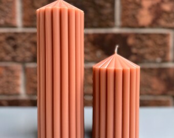 Set of 2 Ribbed Pillar Candles | Pillar Soy Wax Candles | Minimalist Candles | Home Decor Candles