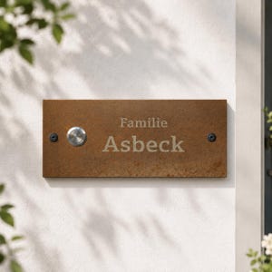 Cartello personalizzato in ceramica per campanello con nome – targa per la casa di famiglia, campanello a LED, dimensioni circa 20 x 10 cm, regalo per l'inaugurazione della casa
