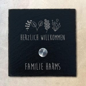Targa per campanello in ardesia (15 x 15 cm) | Targa per la casa personalizzata | Targhetta porta d&#39;ingresso | Regalo per gli amici | Uomini regalo di Natale