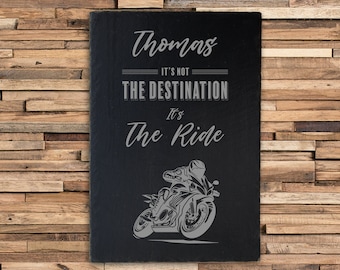 Decoratief bord leisteen (B20xH30) BBQ-grillhoek met gravure BIKE MOTORRAD gepersonaliseerd - Barbecue vrienden cadeau naam echtgenoot gepersonaliseerd