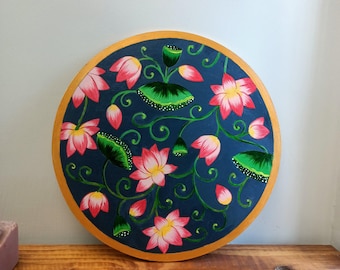手作りの蓮池ピチワイ絵画：インドの花の壁飾り - Etsy 日本