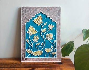 Lotus Pond Lippan Art: Mud & Mirror Bohemian Wall Decor