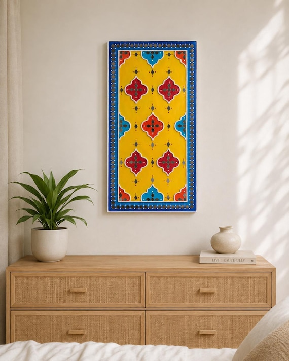 Geometric Lippan Wall Art, Mud Mirror Indian Folk Decor - Etsy