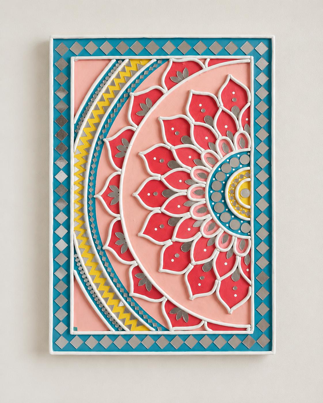 Lippan Mandala Wall Decor, Mud & Mirror Indian Folk Art - Etsy