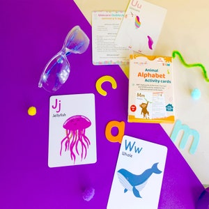 Tarjetas didácticas del alfabeto, Aprenda el abecedario, Tarjetas de actividades, Experimentos científicos, STEM para niños, Actividad para niños pequeños, Regalo para niños pequeños, Alfabeto de animales