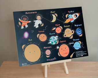 Wooden puzzle, Solar system, Children's puzzle, Planet's puzzle, Space puzzle, Montessori toys, Wooden toys, Birthday Gift, Handmade