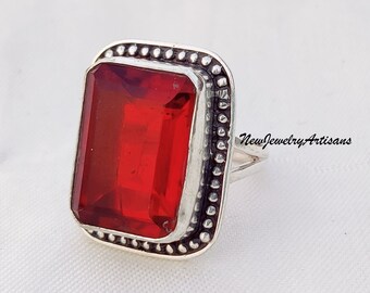 Handmade Sterling Silver Garnet Ring: Boho Gemstone Jewelry