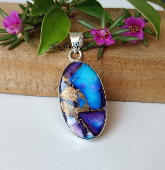 Purple Turquoise Blue Turquoise Pendant Necklace Pinapes Lovely