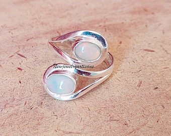 Handmade Opal Sterling Silver Adjustable Ring: Boho Women's Jewelry
