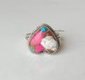 Cotton Candy Turquoise Heart Ring: 925 Sterling Silver, Handmade