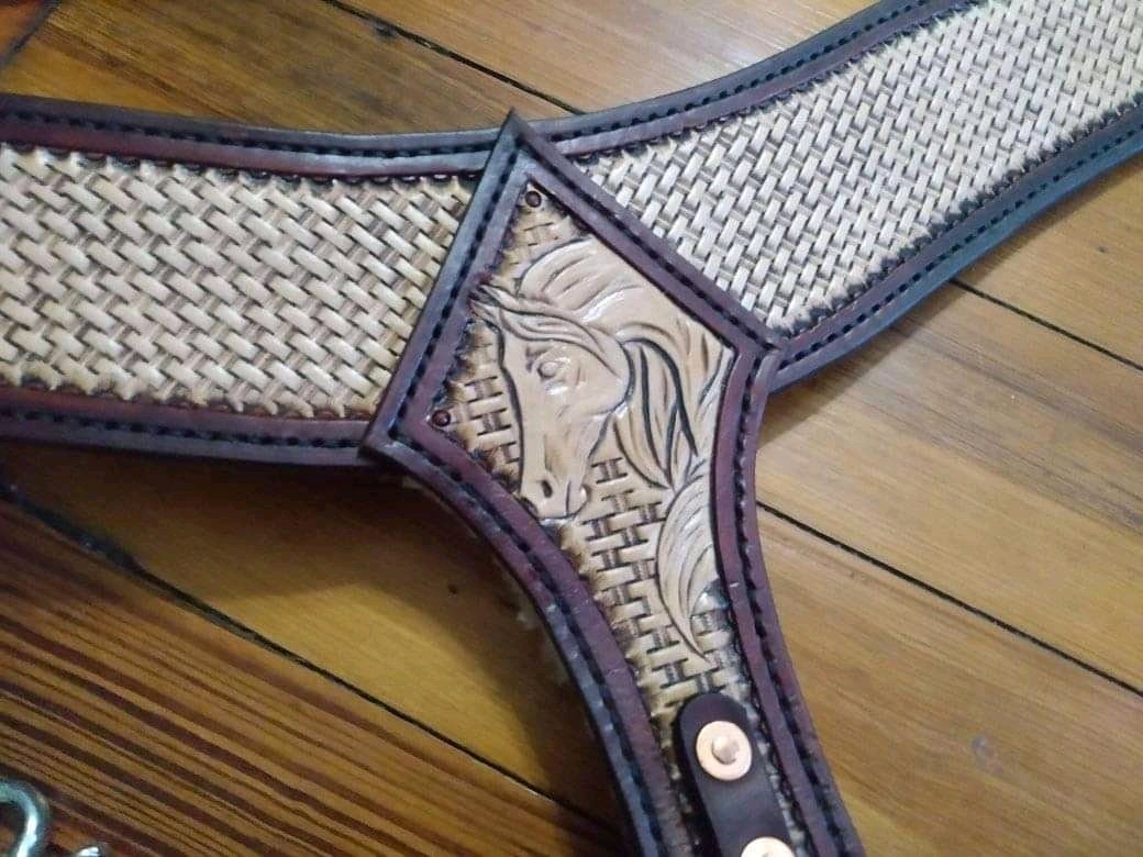 New Handmade Western Tripping Breast Collar Tooled Horse Head Etsy