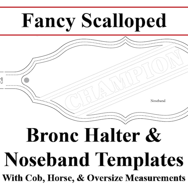 Pattern: Fancy Scalloped Bronc Halter & Noseband Templates for Leatherwork