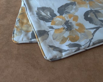 Set (2) Yellow Floral Throw Pillow Cover