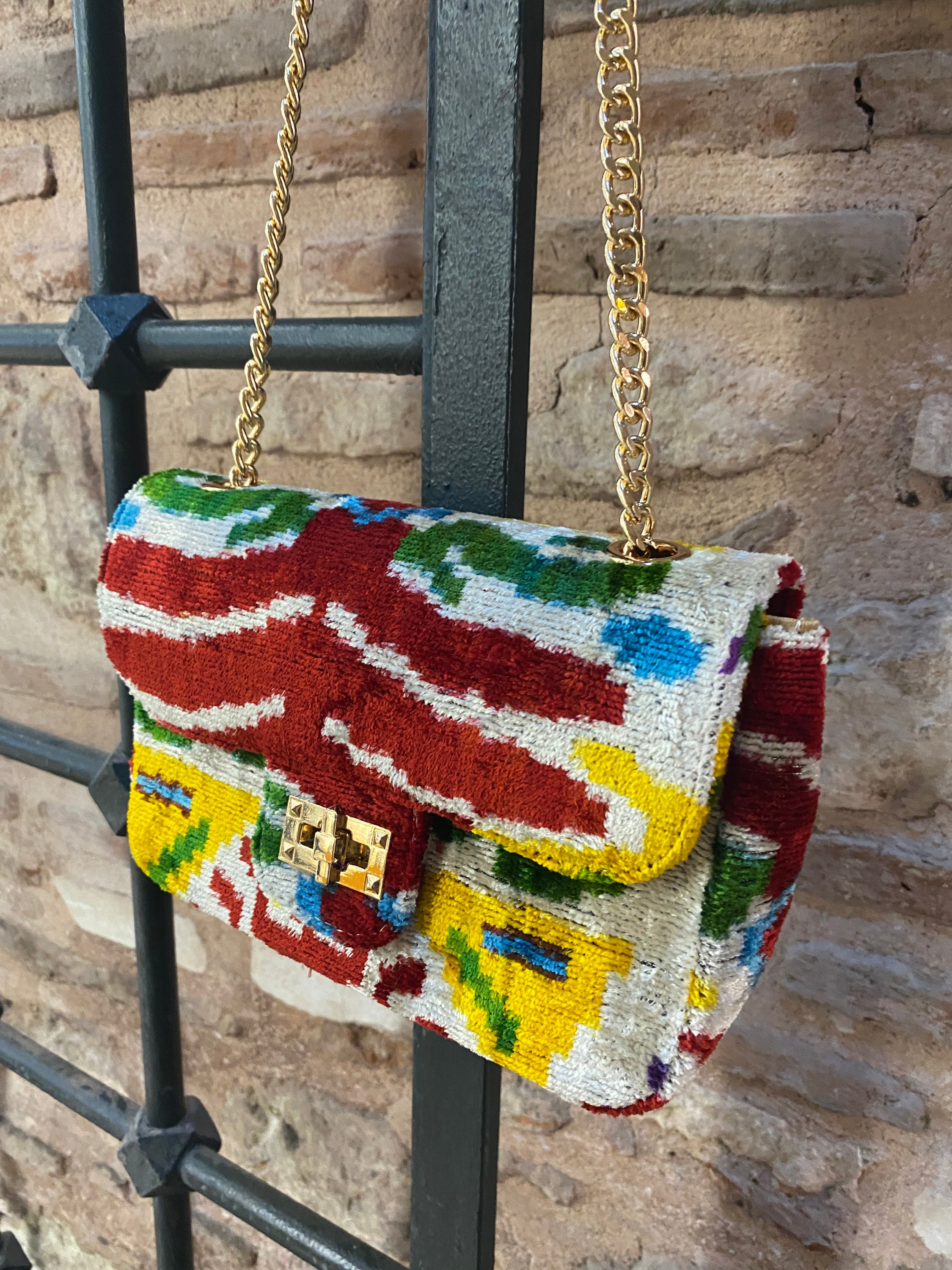 クラッチバッグ クラッチバッグ イカットbag シルクベルベット