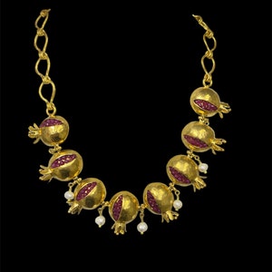 Ketting granaatappelontwerp, populairste Turkse sieraden, granaatappelsieraden, ambachtelijk Istanbul, moederdagcadeau, etnische Ottomaanse ketting