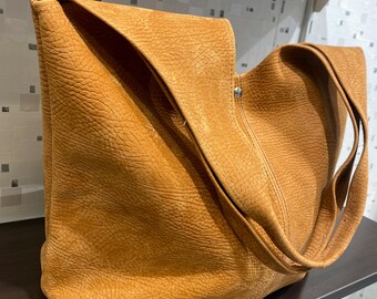 Beige Gelb Wildleder Einkaufstasche Handgefertigte Echte Wildleder Minimal Jeden Tag Womens Bag
