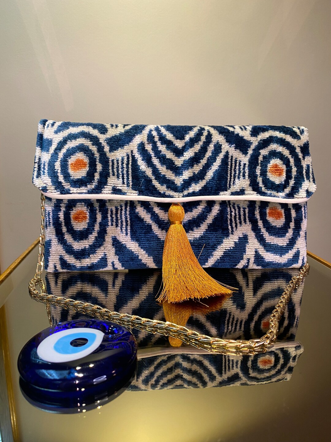 The Limited Edition Classic Ikat Clutch, Silk Velvet Handbag, Ikat Silk ...