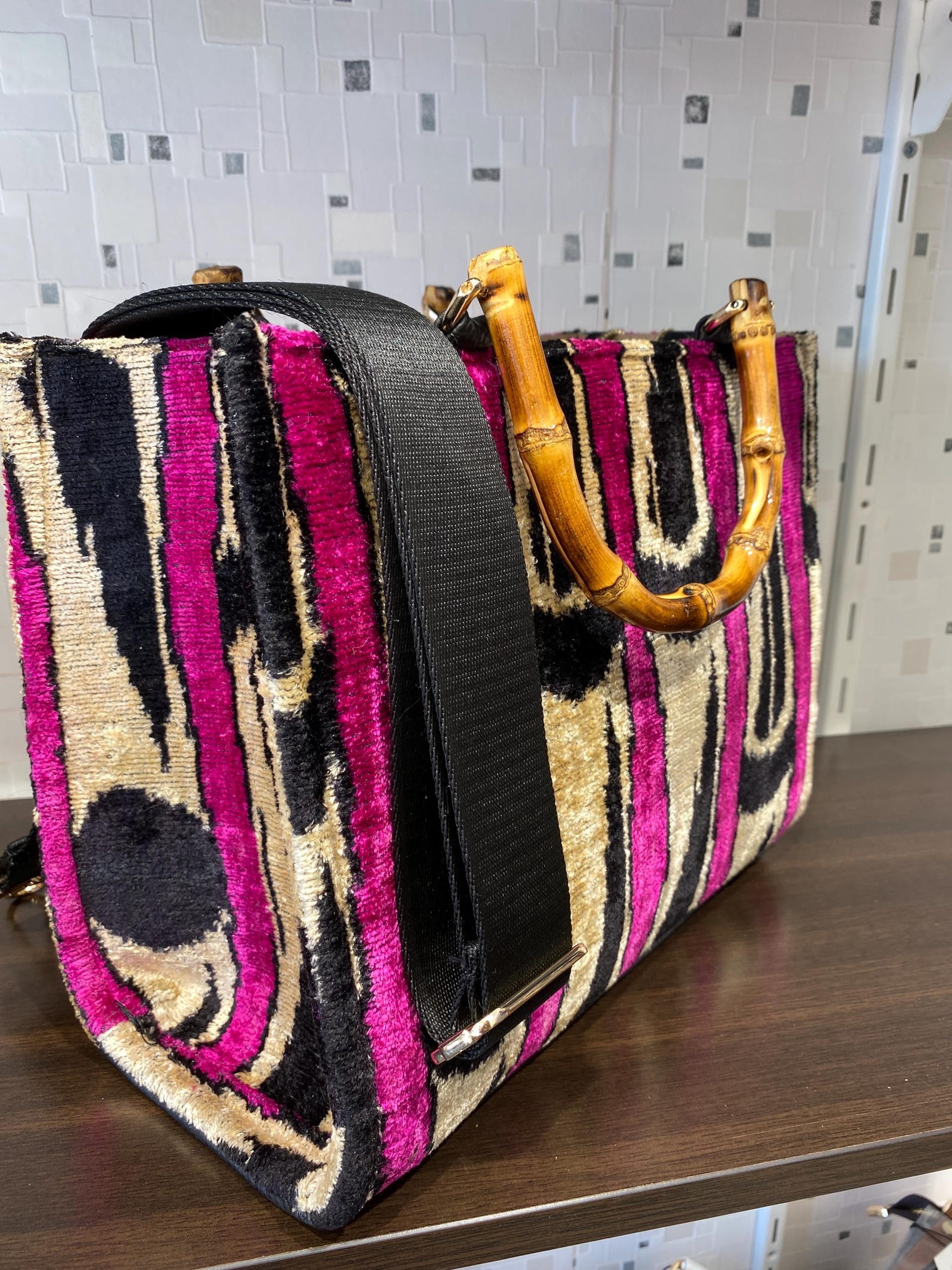 Silk Velvet Ikat Totebag 046