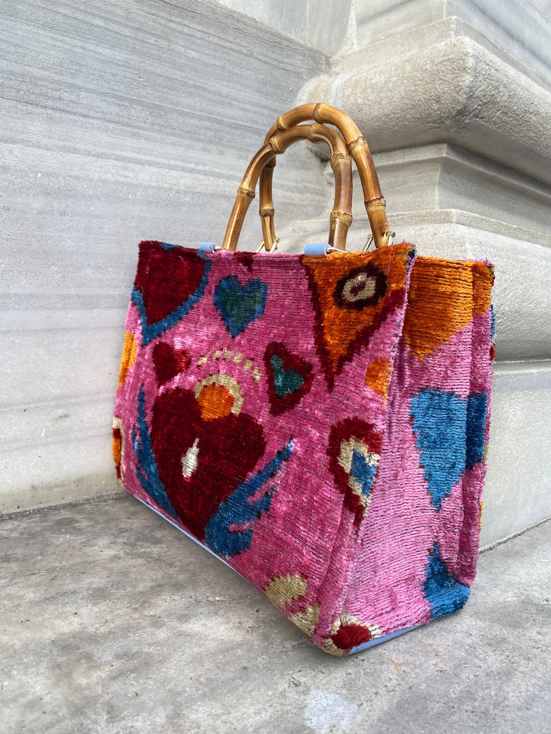 Silk Velvet Ikat Large Tote Bag - Terracotta Mirage